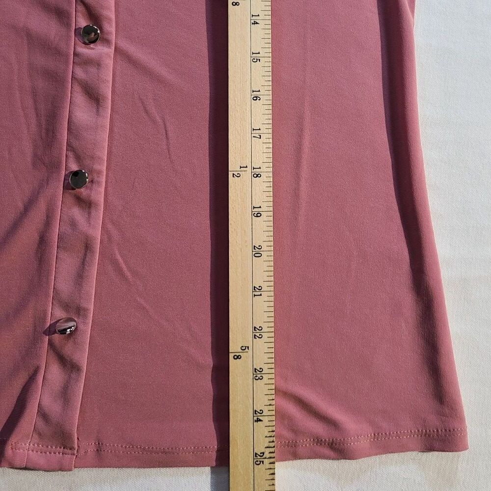 Adele & May Womens Large Pink Blouse Sheer Sleeve Button Front Top - Picture 5 of 6